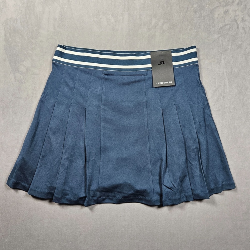NEW J. Lindeberg Harlow Skirt Womens Large Blue Lined Wicking Golf Tennis